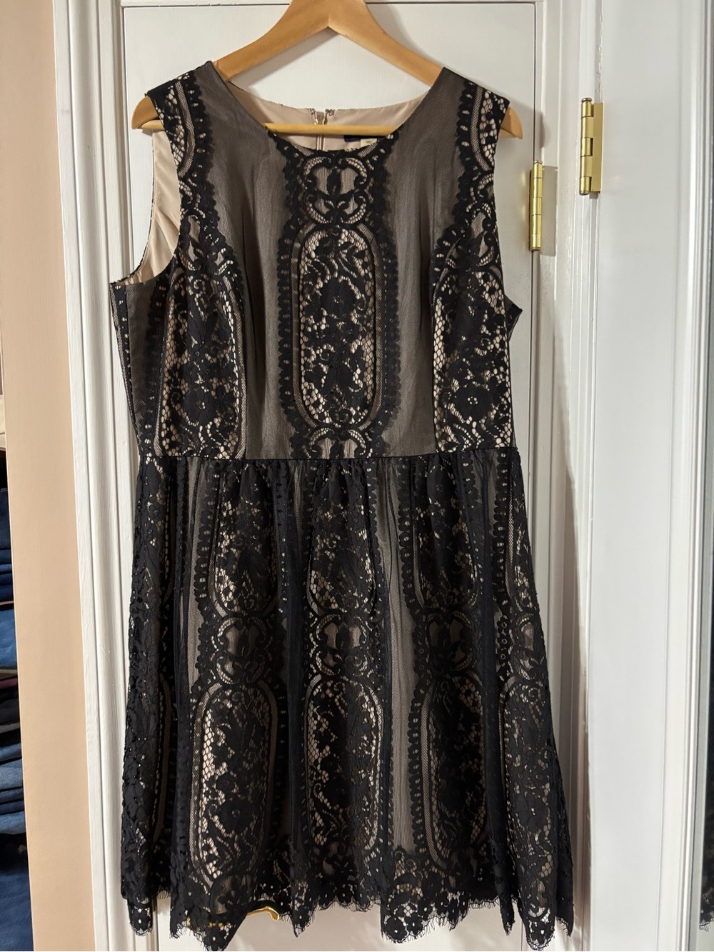 Tommy Hilfiger Black Lace Dress with Nude Lining